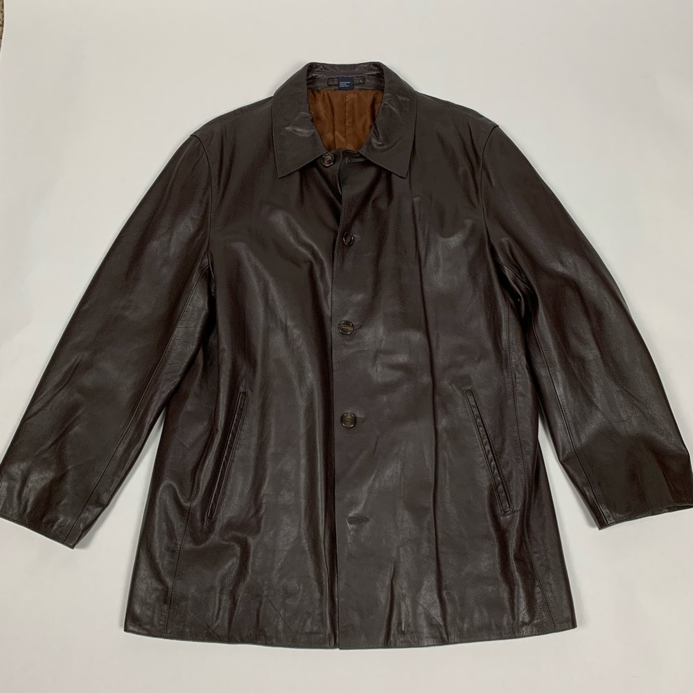 Men’s Brown Leather J Crew Coat Size L